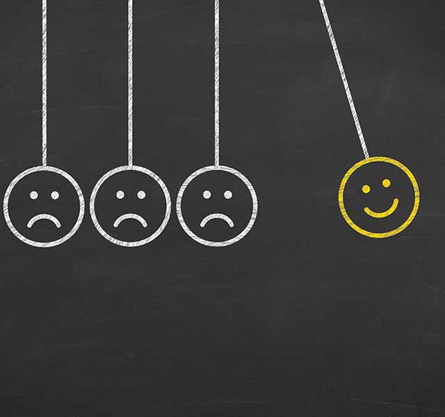 Illustration to show turning negative thinking around