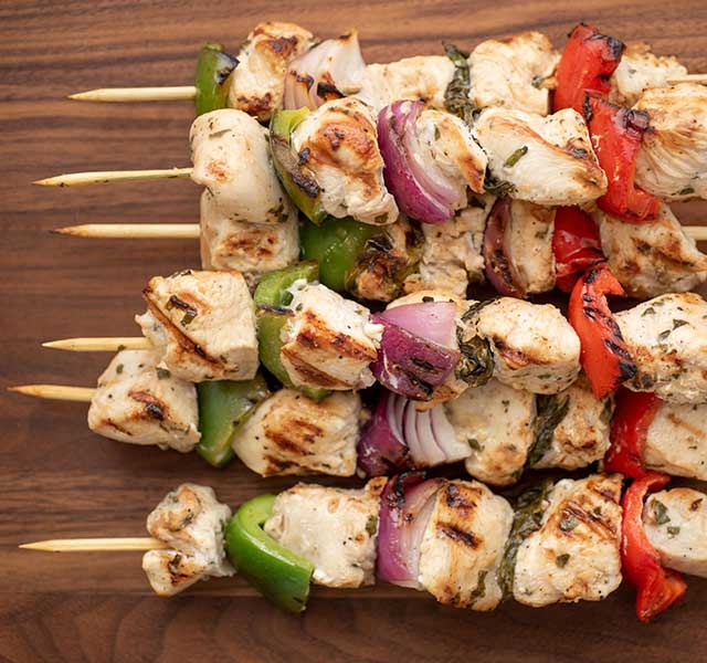 basil garlic chicken kabobs