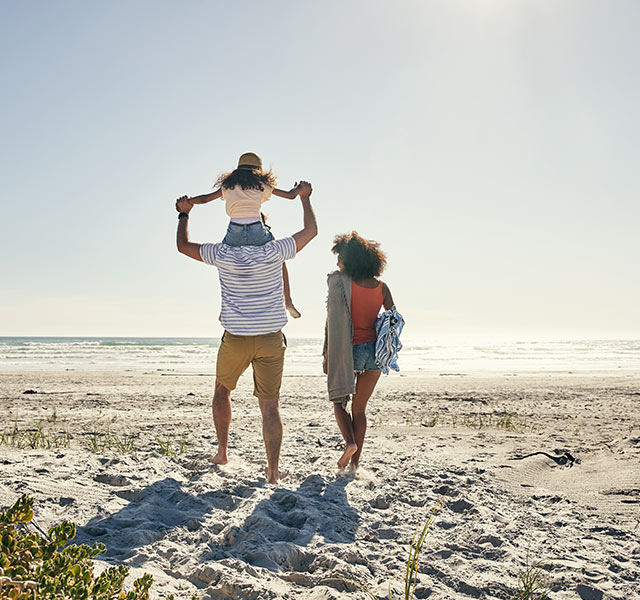 family on beach