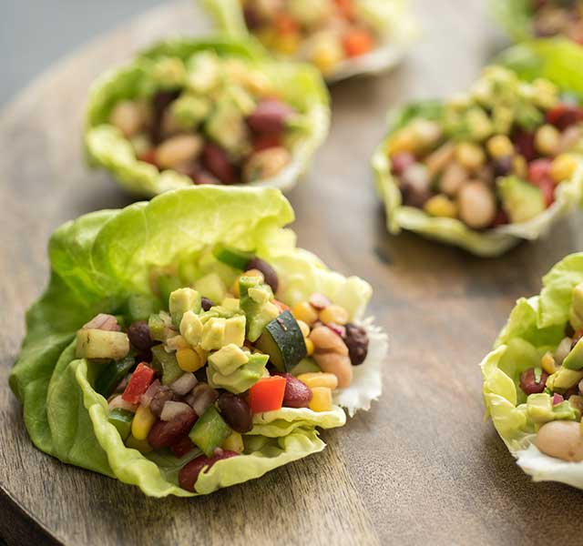 Tex-Mex Bean Salad In Lettuce Cups