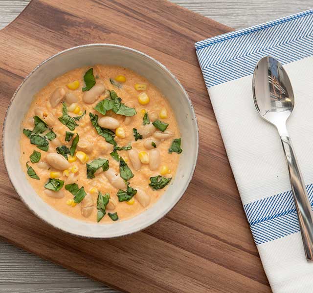 Creamy Tomato and Corn Soup With White Beans Recipe
