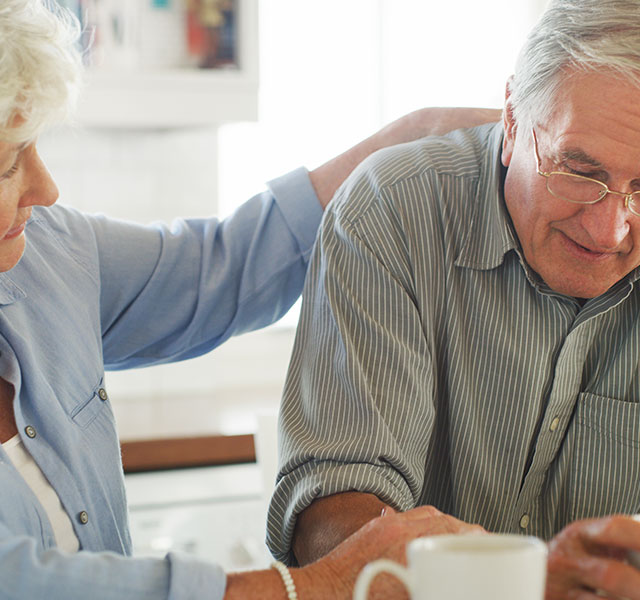 wife comforting husband