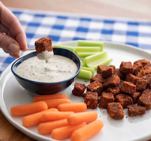 Buffalo Tofu Bites with Homemade Ranch Sauce Recipe