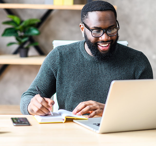 man working at desk