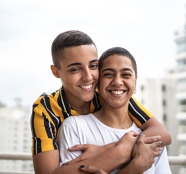 two people hugging