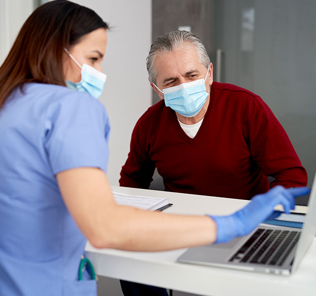 patient talking to doctor