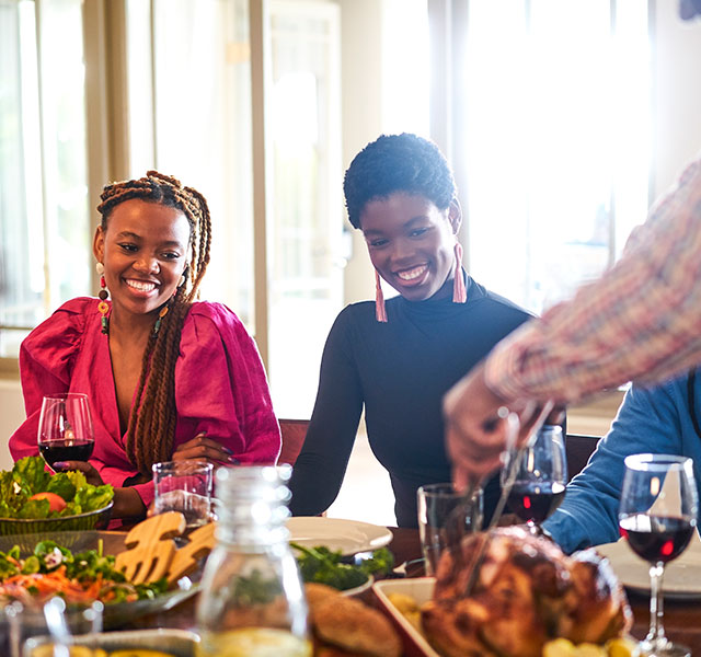 family celebrating thanksgiving