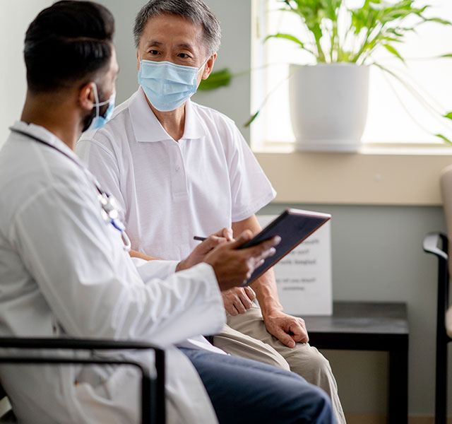 patient talking to doctor