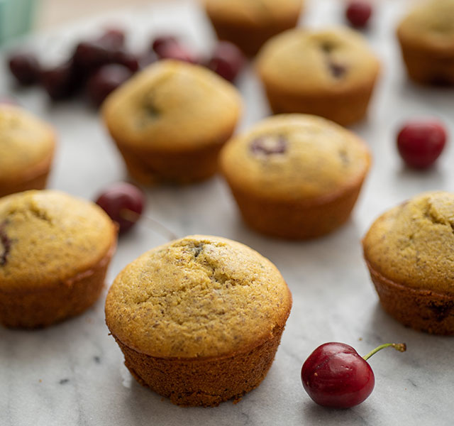 cherry flaxseed muffins