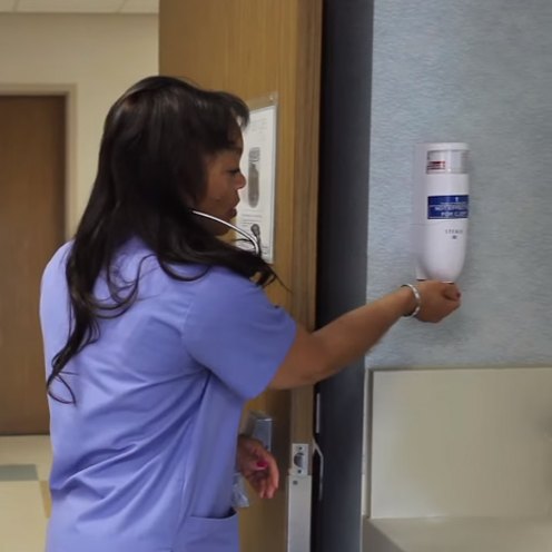 nurse practicing hand hygiene