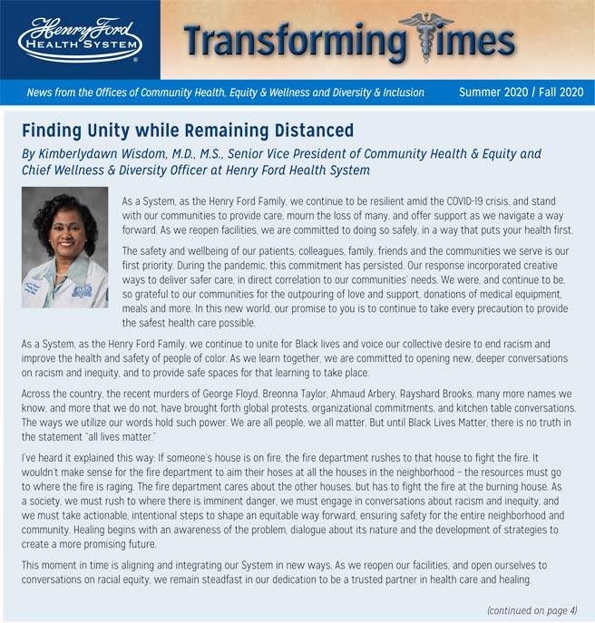 2020 Summer Fall Transforming Times Newsletter