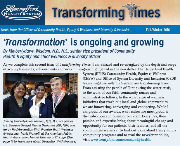 Transforming Times Fall 2016 and Winter 2017 newsletter