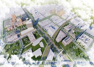 Aerial rendering of building