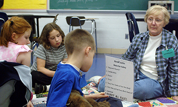 Nielsen teaching a group of kids