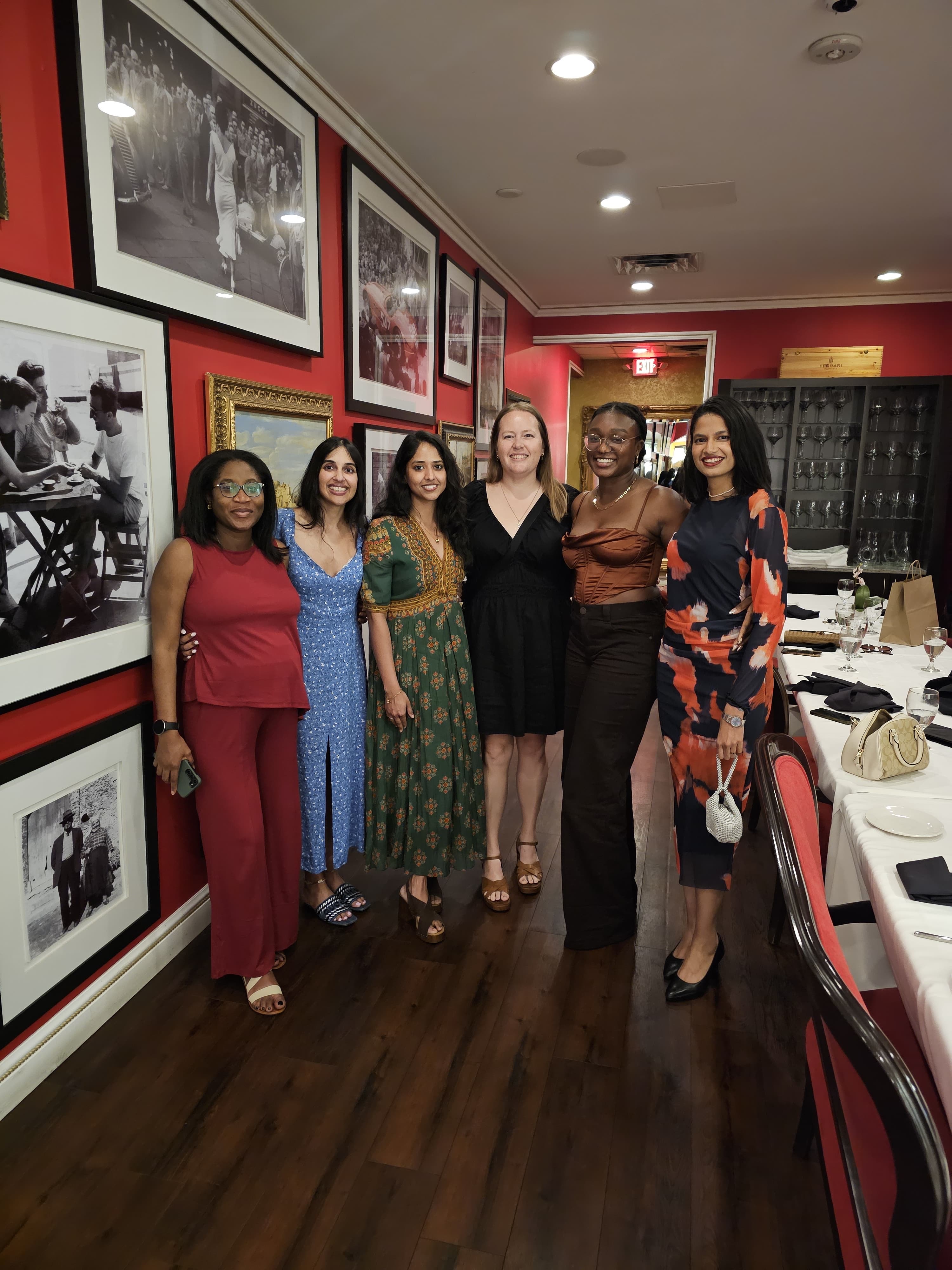 Group of residents at restaurant.