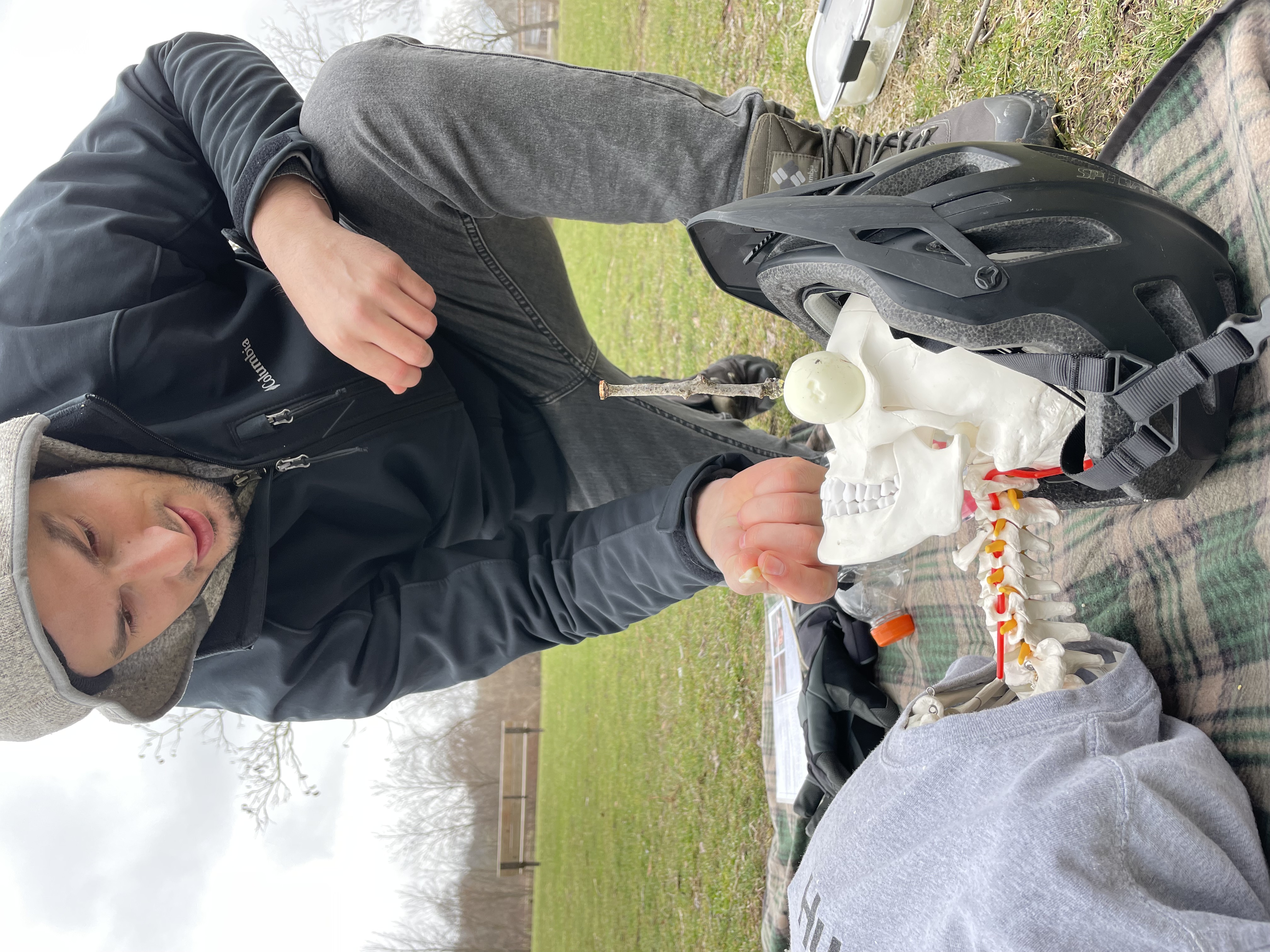Resident outdoors doing biking emergency activity