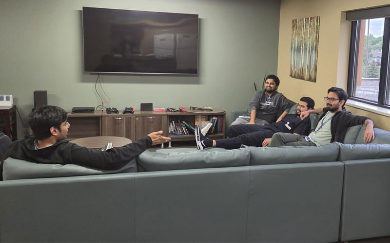 Residents sitting in the residents' lounge