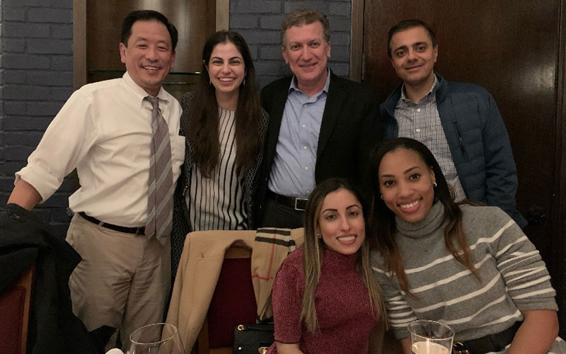 Group of fellows at dinner