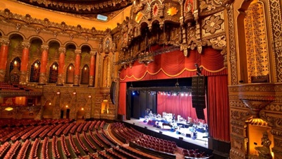 Inside the Fox Theatre with a view of the stage