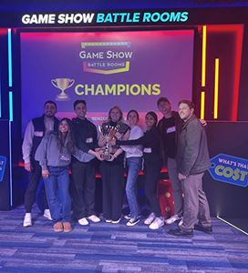 Residents enjoying a win at the game show event