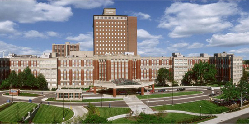 Historical image of Henry Ford Hospital modern day