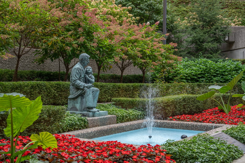 Henry Ford St. John Hospital courtyard fountain