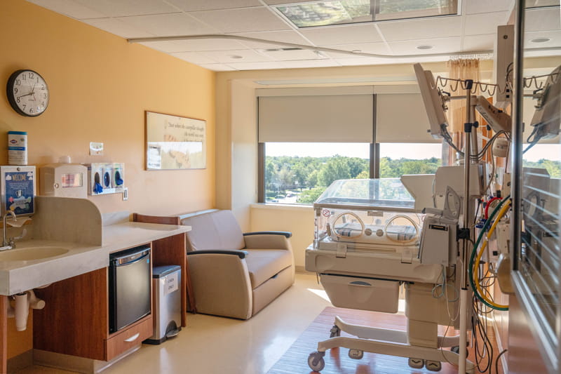 Patient room in the NICU at Henry Ford St. John Hospital
