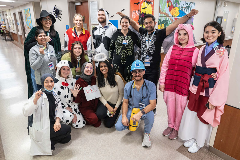 Members of the pediatric residency program dressed up for Halloween