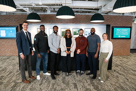 Members of the Henry Ford Innovations team with the five founders in the spring 2026 cohort of the Detroit Area Healthcare Accelerator, a partnership between Henry Ford Innovations and the MSU Research Foundation and a centerpiece of the Henry Ford + MSU Innovation Hub. The founders are Barima Opong-Owusu of Ankra Health; Madala Mathurin of Kavari Health; Suhaib Hashem of Luminur; Tosan Ugbeye of Scopemed and Merlinda-Loraine Sewavi of Syntheia Labs