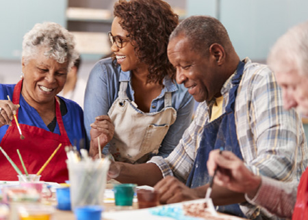 Group of adults painting