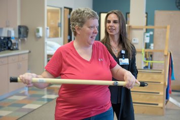 rehab patient performing exercises