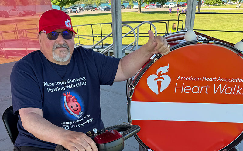 Dale on stage during the 2026 Detroit Heart & Stroke Walk helping kick off the event