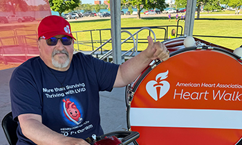 Dale on stage during the 2026 Detroit Heart & Stroke Walk helping kick off the event