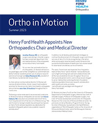 cover page of Summer 2023 Ortho in Motion newsletter