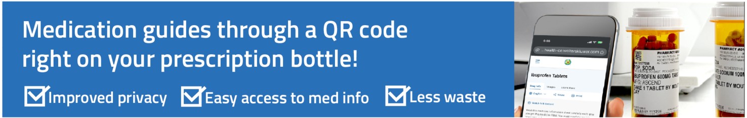 Medication guides through a QR code right on your prescription bottle for improved privacy, easy access and less waste