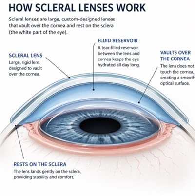 Scleral Lenses graphic showing eyes